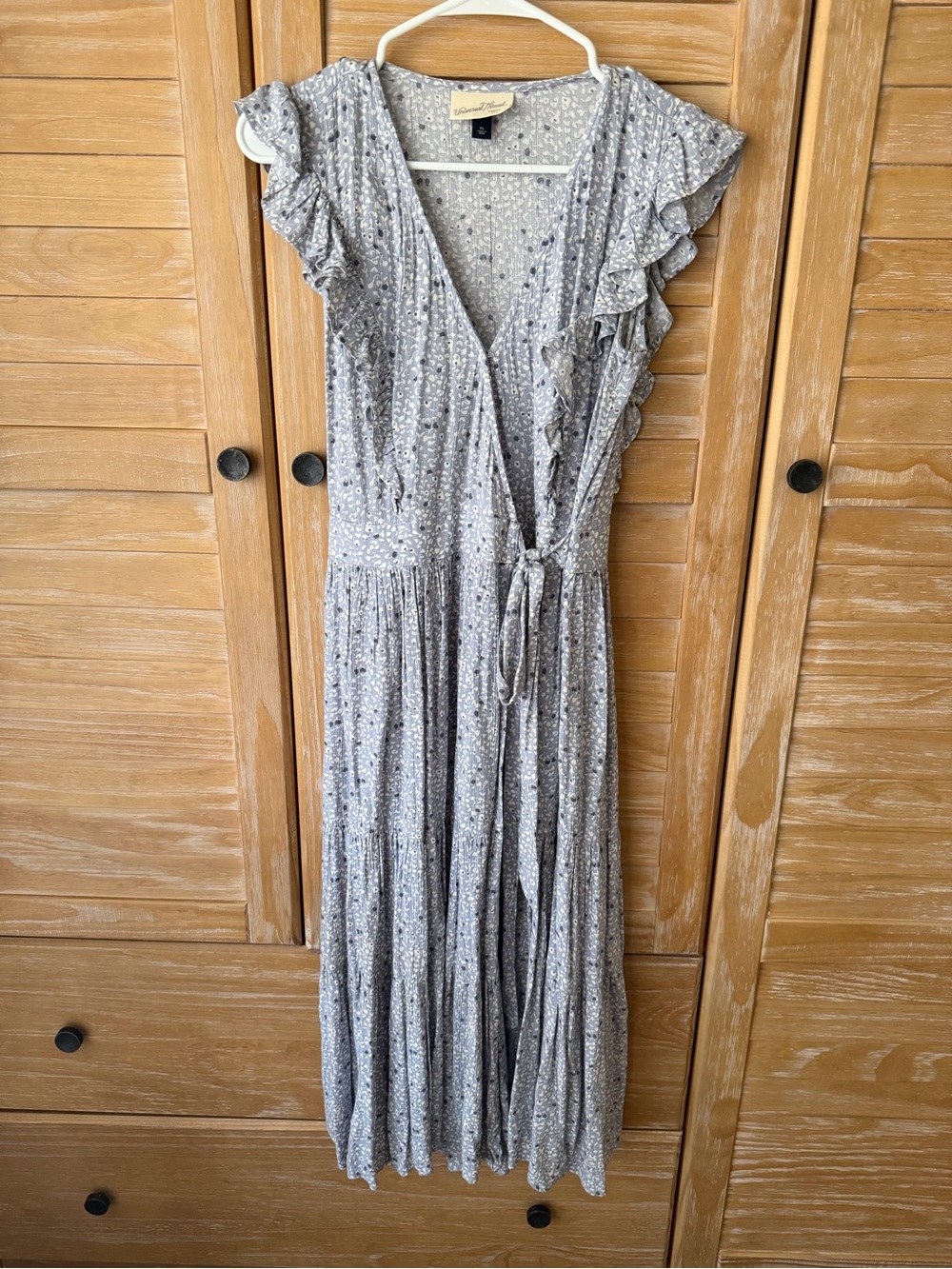 Universal Thread Light Blue Ruffle Wrap Midi Dress